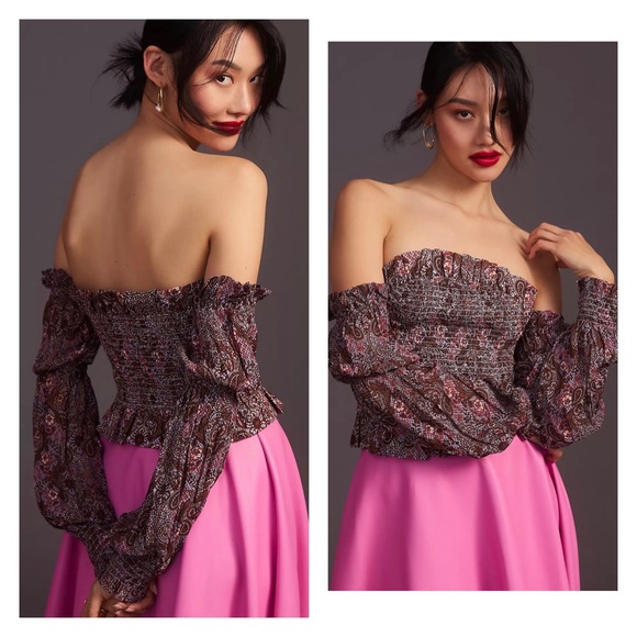 BY ANTHROPOLOGIE Smocked Off-The-Shoulder Blouse - Picture 1 of 5